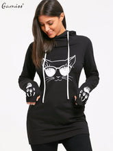 Load image into Gallery viewer, Wipalo Cartoon Cat Print Drawstring Tunic Long Hoodies Long Sleeve Feminino Harajuku Spring Female Casual Hoodies Sweatshirts
