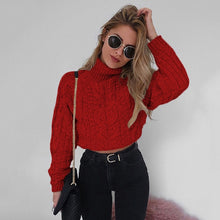 Load image into Gallery viewer, Twist Turtlenecks Sweaters For Women Fashion Slim Cropped Jumpers Knitwear Autumn Fashion Solid Pullover Female Basic
