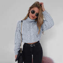 Load image into Gallery viewer, Twist Turtlenecks Sweaters For Women Fashion Slim Cropped Jumpers Knitwear Autumn Fashion Solid Pullover Female Basic
