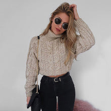 Load image into Gallery viewer, Twist Turtlenecks Sweaters For Women Fashion Slim Cropped Jumpers Knitwear Autumn Fashion Solid Pullover Female Basic

